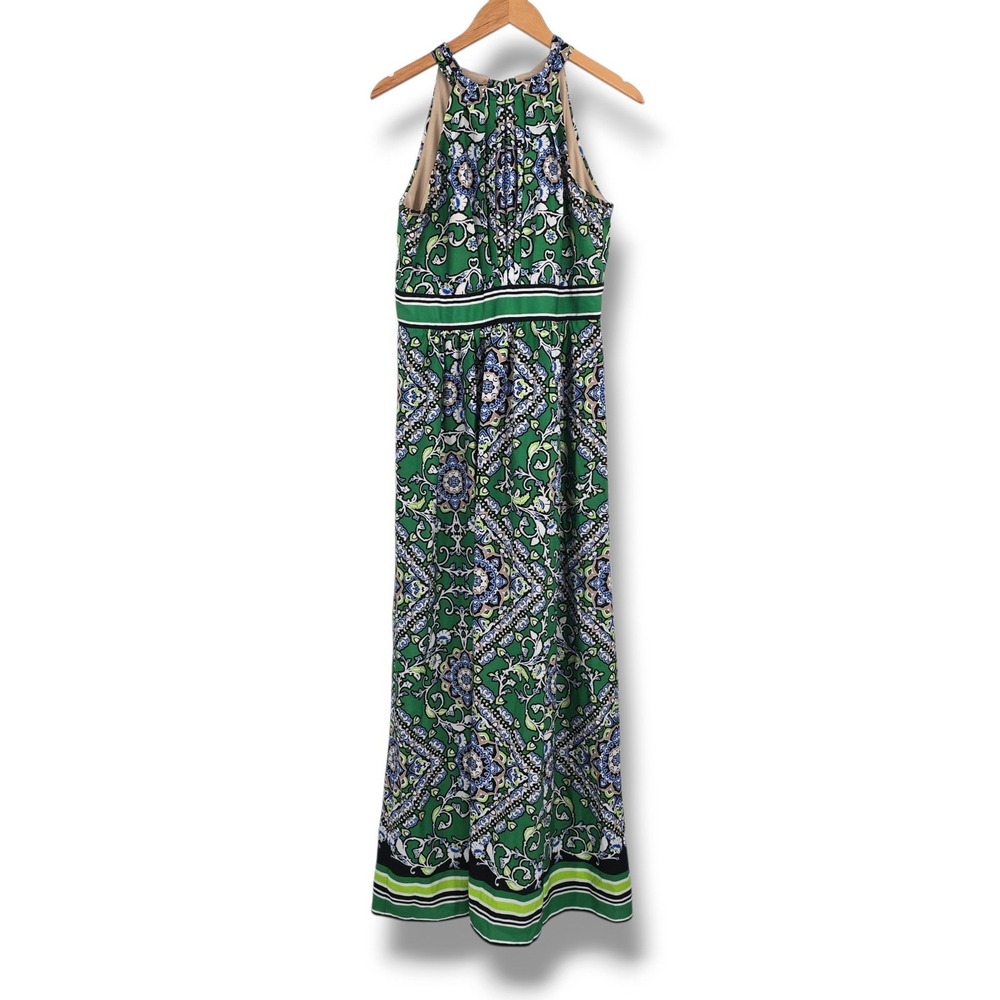 Jessica Howard Green Paisley Floral Halter Neck Maxi Dress Size 12 Sleeveless